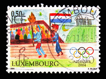 MOSCOW, RUSSIA - AUGUST 18, 2018: A stamp printed in shows , serie, circa 19のeditorial素材