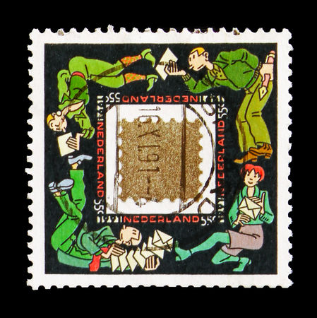 MOSCOW, RUSSIA - AUGUST 18, 2018: A stamp printed in Netherlands shows Feasts, December stamps...