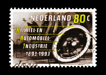 MOSCOW, RUSSIA - AUGUST 18, 2018: A stamp printed in Netherlands shows Car, RAI serie, circa 1993のeditorial素材