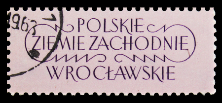 MOSCOW, RUSSIA - SEPTEMBER 15, 2018: A stamp printed in Poland shows Polish Western lands - Opole, Recovered territories serie, circa 1961のeditorial素材