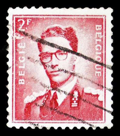 MOSCOW, RUSSIA - FEBRUARY 10, 2019: A stamp printed in Belgium shows King Baudouin I, serie, circa 1953のeditorial素材