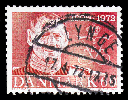 MOSCOW, RUSSIA - FEBRUARY 10, 2019: A stamp printed in Denmark shows King Frederik IX, serie, circa 1972のeditorial素材