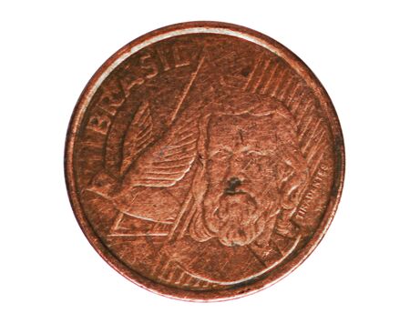 5 Centavos (T partially inside stripes - Tiradentes) coin, Bank of Brazil. Reverse, 2003
