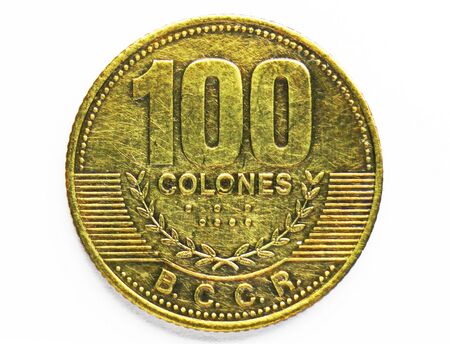 100 Colones (Magnetic) coin, Bank of Costa Rica. Obverse, issue 2006の写真素材