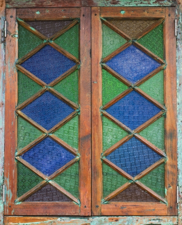 Old weathered wooden windowの写真素材