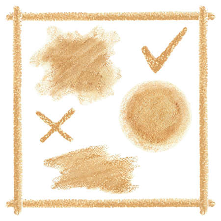 A set of honey signs, spots, a honey square frame for the design of images and text, postcards, invitationsの写真素材