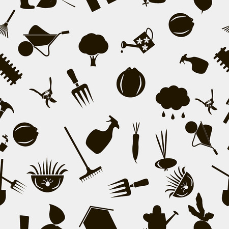 Gardening. Seamless pattern black white tissue, packaging.のイラスト素材