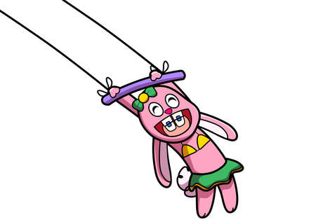 Circus show with pink rabbit hanging  のイラスト素材