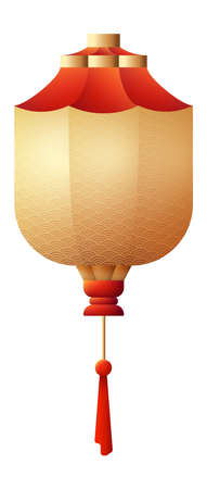 Japanese lantern. Red paper hanging chinatown lampのイラスト素材