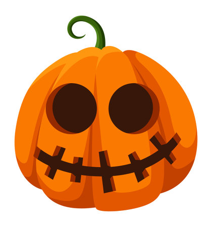 Scary pumpkin mask. Spooky smile Halloween faceのイラスト素材