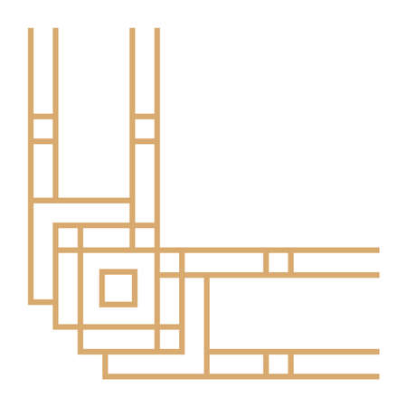 Art deco corner. Golden vintage ornamental borderのイラスト素材
