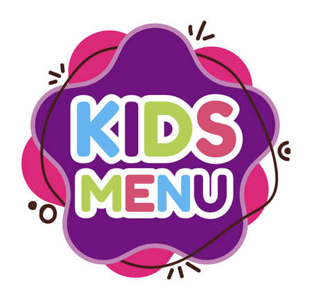 Kids menu logo. Children food banner or label.のイラスト素材
