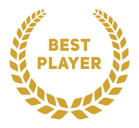 Best player golden emblem. Laurel leaves badgeのイラスト素材