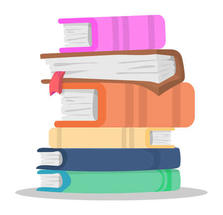 Stack of books icon. Cartoon book pile. Stacked library collectionのイラスト素材