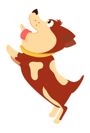 Jumping dog. Happy cute puppy with tongue outのイラスト素材