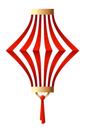 Asian lamp with tassel. Japanese new year paper lanternのイラスト素材