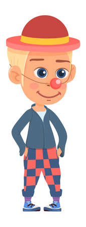 Cute funny clown. Cartoon young man. Circus workerのイラスト素材