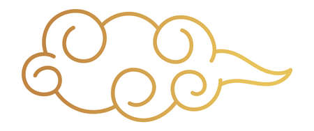 Doodle cloud in asian style. Golden line ornamentのイラスト素材