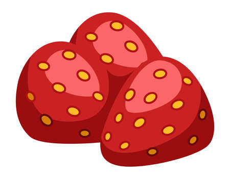 Strawberries heap. Juicy red berry. Cartoon vector illustration.のイラスト素材