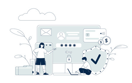 Personal data protection. Internet privacy, business secrets security. Administrator network, easy and reliability backup. Protected files accessibility recent vectorのイラスト素材