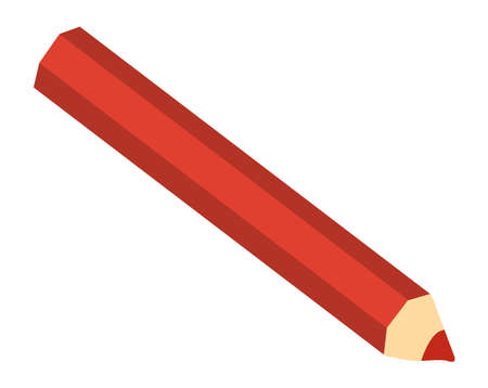 Red pencil. Cartoon painting tool. Child crayonのイラスト素材