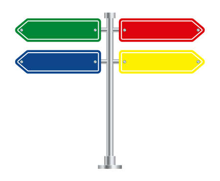 Signpost with color arrows. Direction pointer road signのイラスト素材