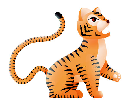 Baby tiger. Cute mascot animal with long tailのイラスト素材