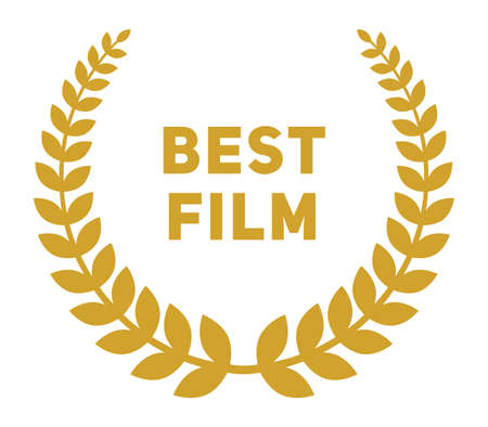 Best film emblem. Golden laurel wreath. Triunph signのイラスト素材
