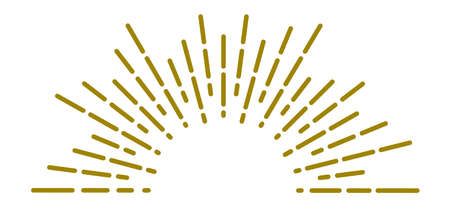 Retro sunburst badge. Golden light rays. Semi circle shapeのイラスト素材