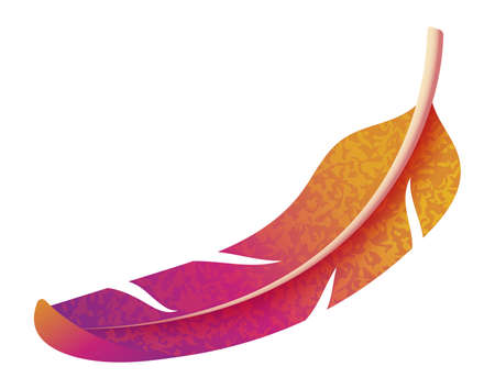 Falling feather. Colorful rainbow quill in ethnic grain styleのイラスト素材