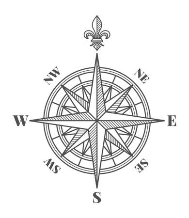 Vintage map sign. Nautical travel orientation symbolのイラスト素材
