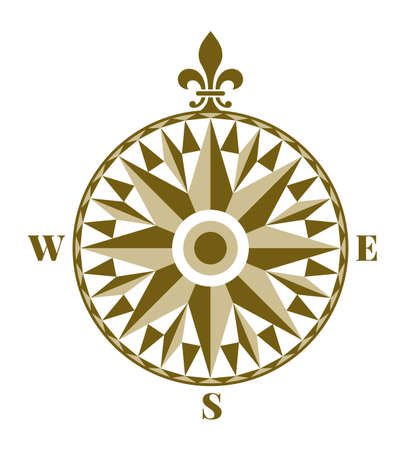 Vintage wind rose. Compass star in retro decorative styleのイラスト素材