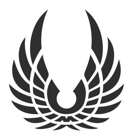Phoenix wings . Vintage bird emblem. Winged badgeのイラスト素材