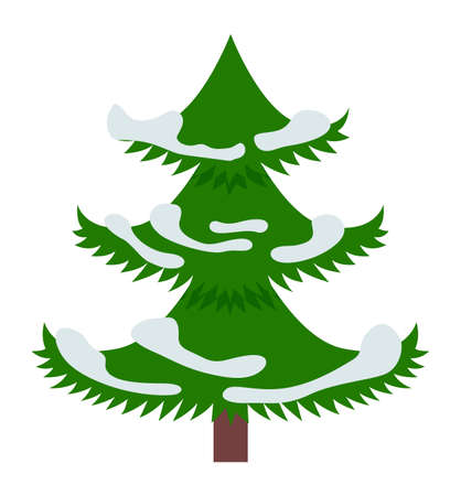 Snowy fir icon. Winter pine tree in cartoon styleのイラスト素材