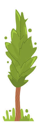 Cartoon tree with green leaves. Cute garden park plantのイラスト素材