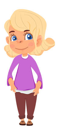 Girl smiles. Blond hair female cartoon character.のイラスト素材