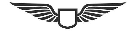 Winged badge. Flight emblem. Logo in vintage styleのイラスト素材