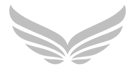 Elegant winged logo. Silver bird wings emblemのイラスト素材