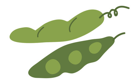 Green peas icon. Closed and open pods. Vegan cropのイラスト素材