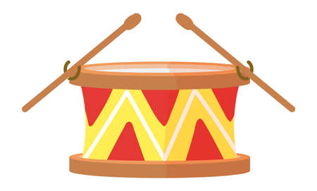 Drum icon. Retro wooden music toy with sticksのイラスト素材