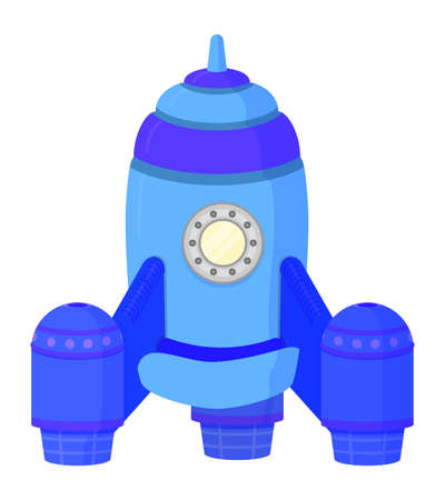 Blue rocket in cartoon style. Space ship toy iconのイラスト素材