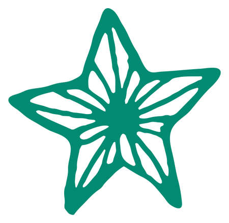 Hand drawn star. Green five rays sketchのイラスト素材