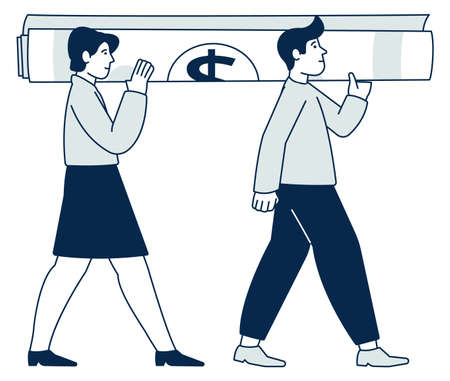 People carrying dollar bills. Money moving conceptのイラスト素材