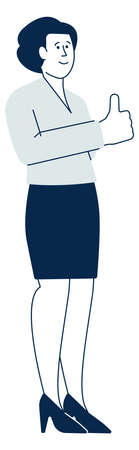Woman showing thumb up. Businesswoman with approval hand gestureのイラスト素材