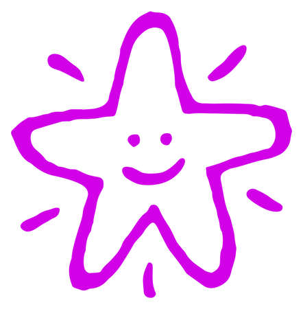 Smiling star. Hand drawn funny happy characterのイラスト素材