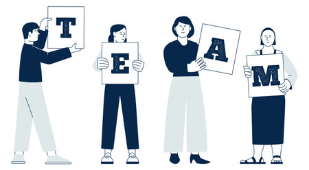 Team concept. People holding letters for word togetherのイラスト素材