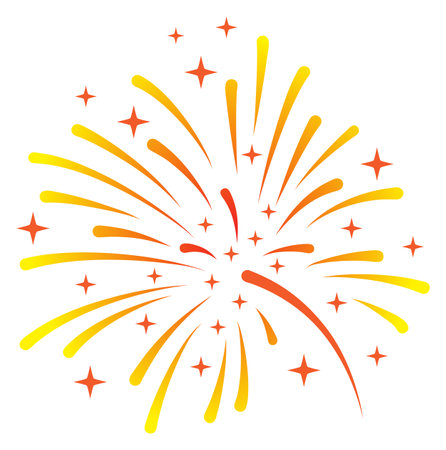 Firework bursting in sky. Colorful explosion. Joy symbolのイラスト素材