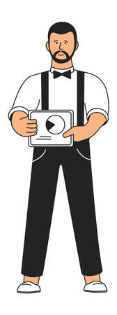 Man looking at statistics report. Business manager characterのイラスト素材