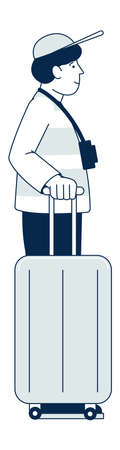 Man with suitcase and photo camera. Tourist characterのイラスト素材