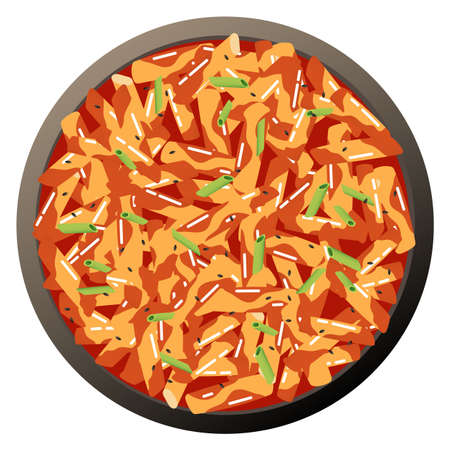 Kimchi stew dish. Spicy asian food plateのイラスト素材